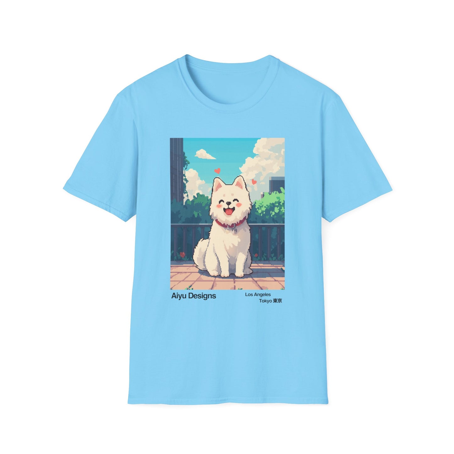 Pixel Art T-Shirt - White Samoyed Dog