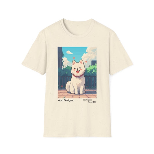 Pixel Art T-Shirt - White Samoyed Dog