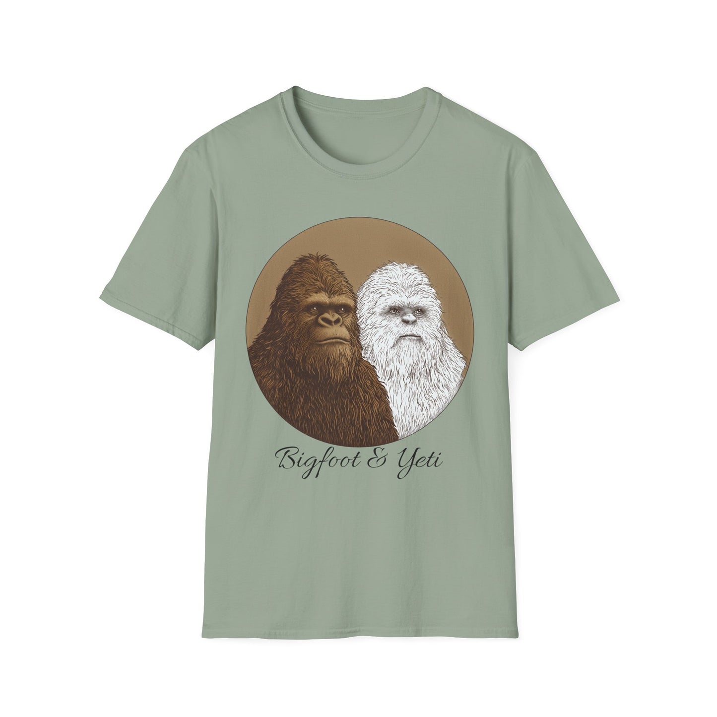 Bigfoot & Yeti T-Shirt, Softstyle Graphic Tee, Fun Nature Shirt, Perfect Gift for Outdoors Lovers, Quirky Casual Wear