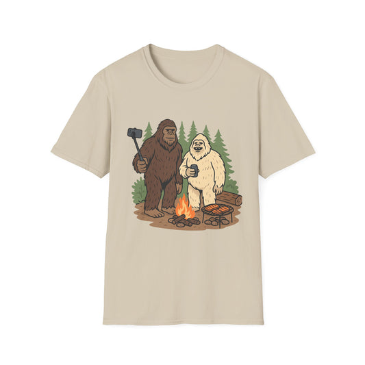Bigfoot & Yeti Camping T-Shirt | Unisex Graphic Tee for Nature Lovers | Fun Outdoorsy Gift | Sasquatch Hiking Shirt