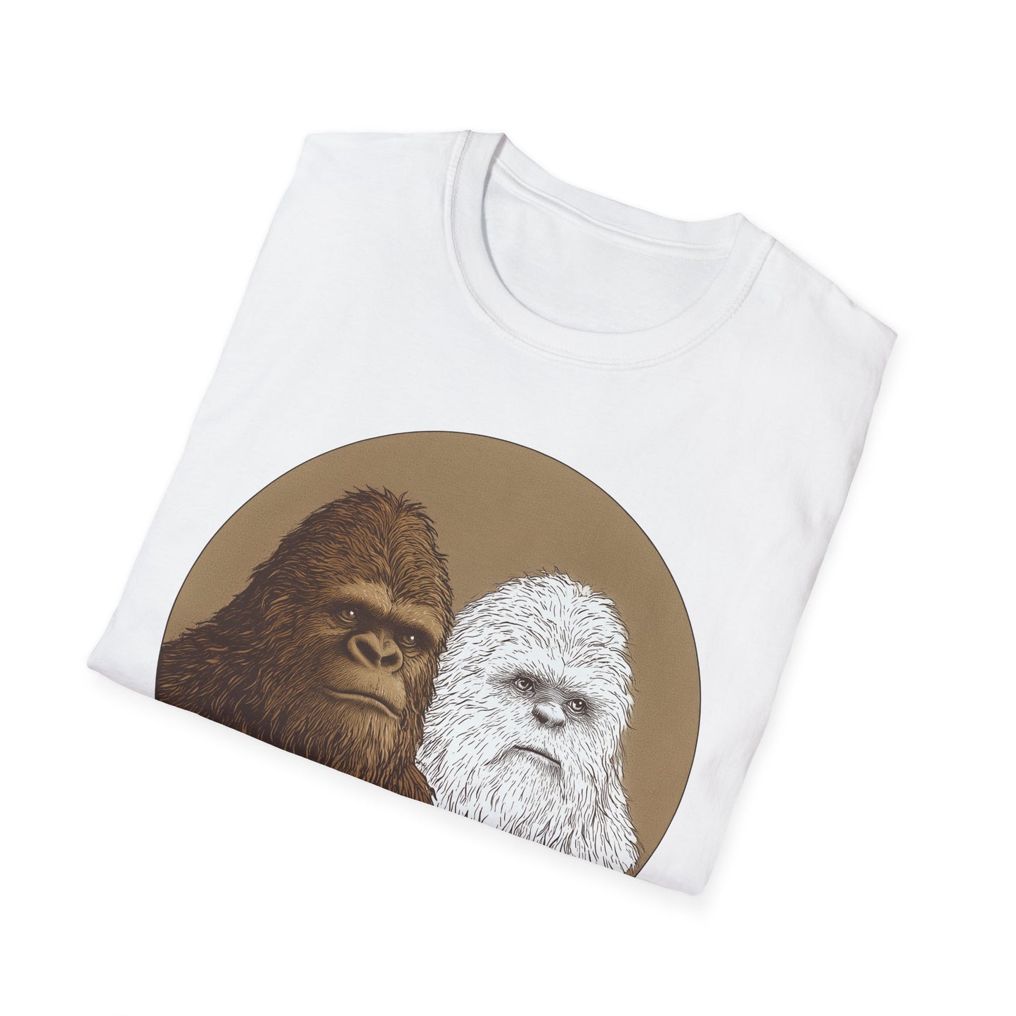 Bigfoot & Yeti T-Shirt, Softstyle Graphic Tee, Fun Nature Shirt, Perfect Gift for Outdoors Lovers, Quirky Casual Wear