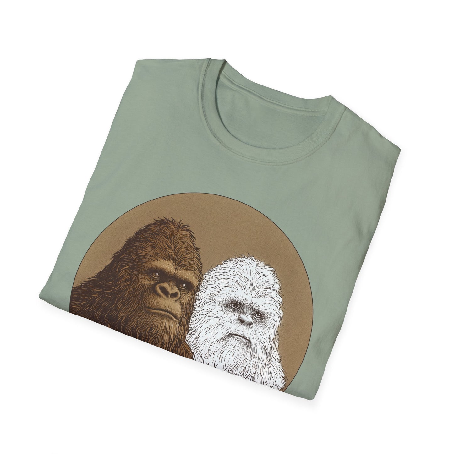 Bigfoot & Yeti T-Shirt, Softstyle Graphic Tee, Fun Nature Shirt, Perfect Gift for Outdoors Lovers, Quirky Casual Wear