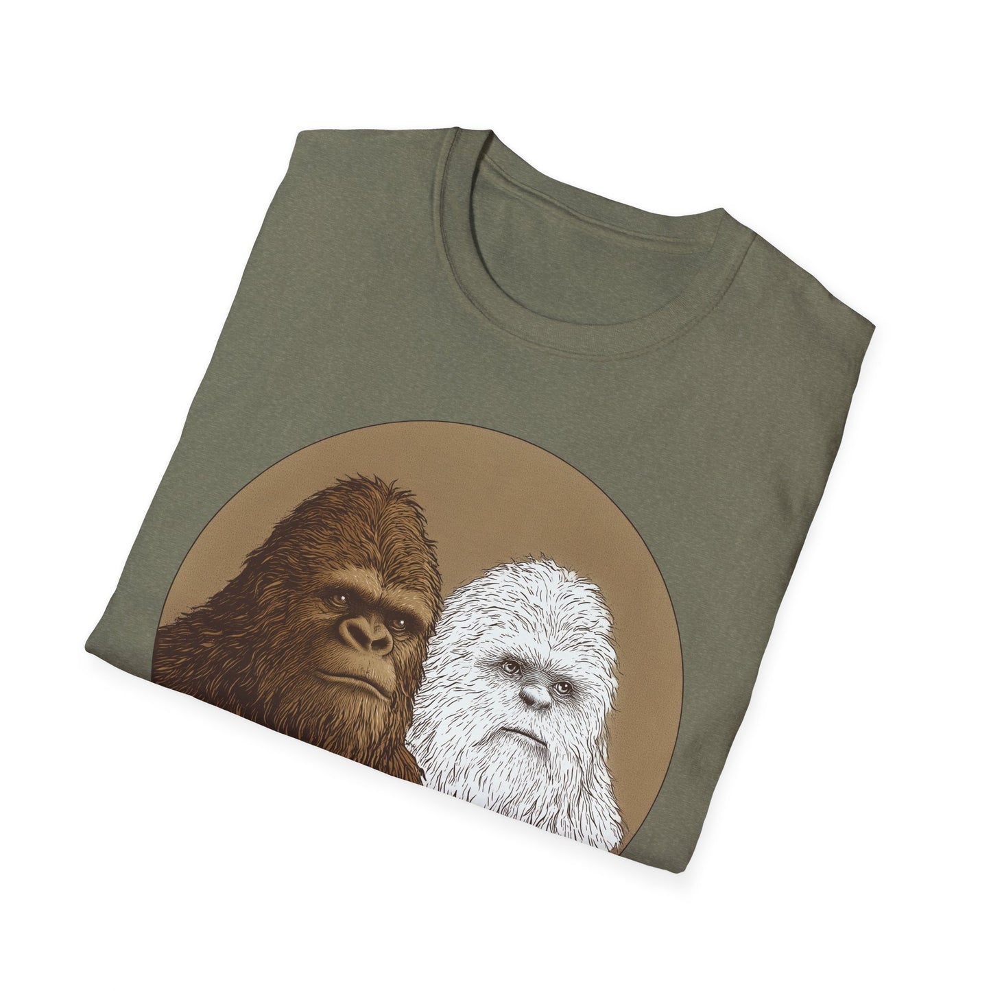 Bigfoot & Yeti T-Shirt, Softstyle Graphic Tee, Fun Nature Shirt, Perfect Gift for Outdoors Lovers, Quirky Casual Wear