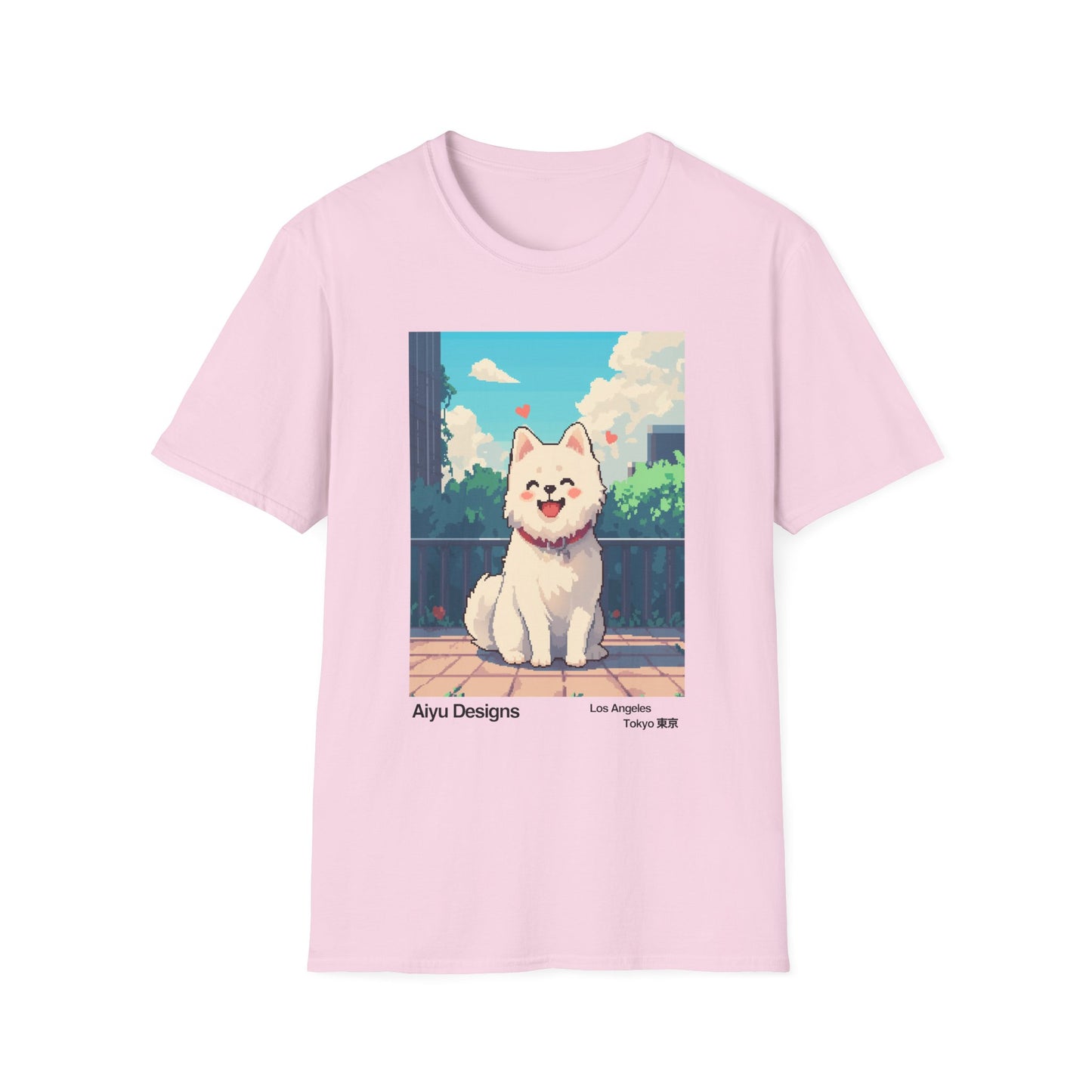 Pixel Art T-Shirt - White Samoyed Dog