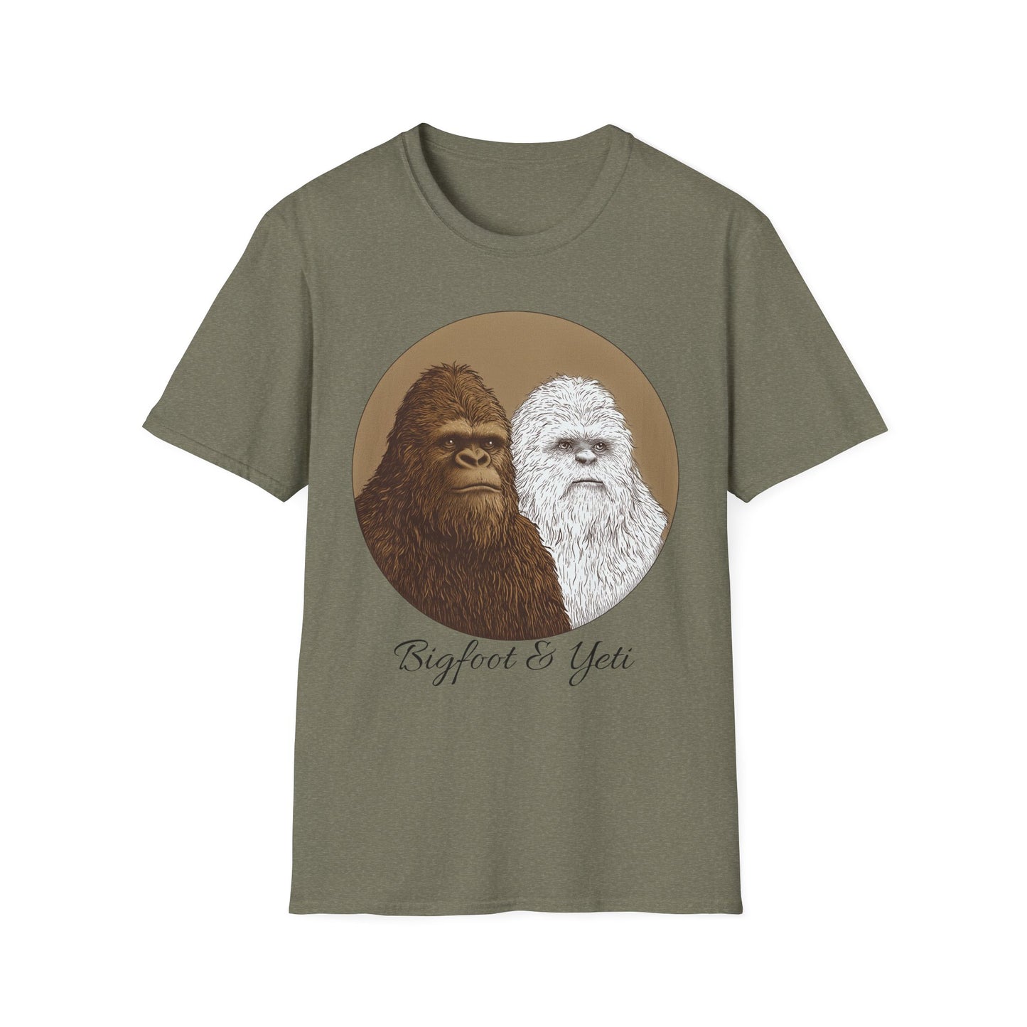 Bigfoot & Yeti T-Shirt, Softstyle Graphic Tee, Fun Nature Shirt, Perfect Gift for Outdoors Lovers, Quirky Casual Wear