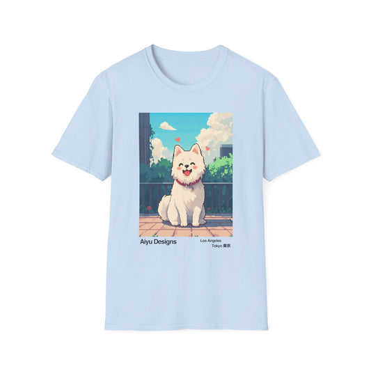 Pixel Art T-Shirt - White Samoyed Dog