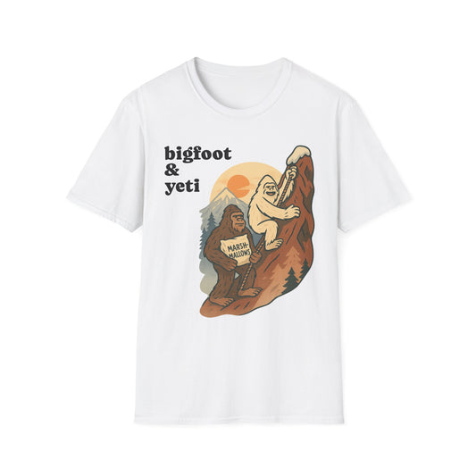 Bigfoot & Yeti Adventure T-Shirt - Unisex Graphic Tee for Nature Lovers, Camping, Hiking, Gift for Outdoorsy Friends, Every Day Wear