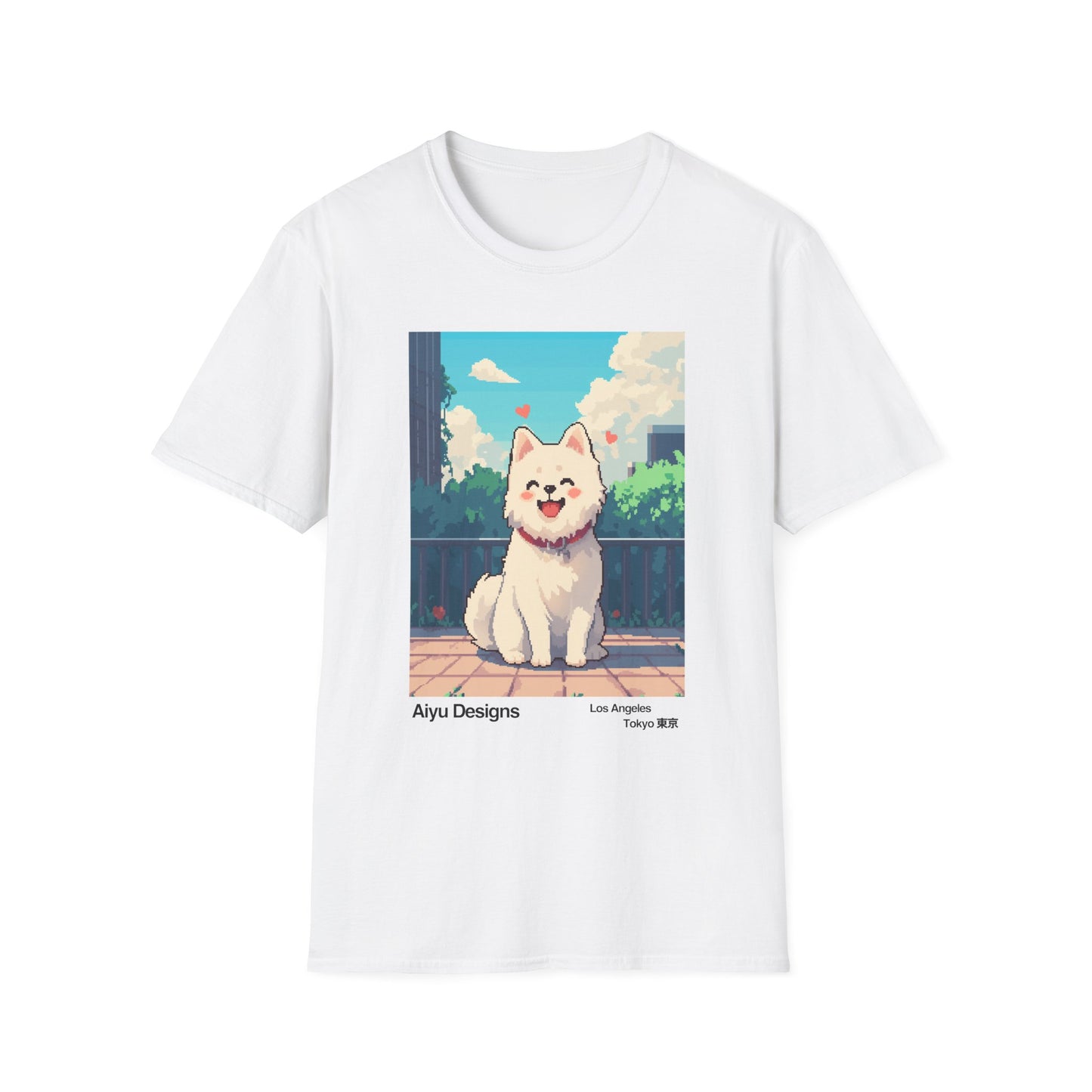 Pixel Art T-Shirt - White Samoyed Dog