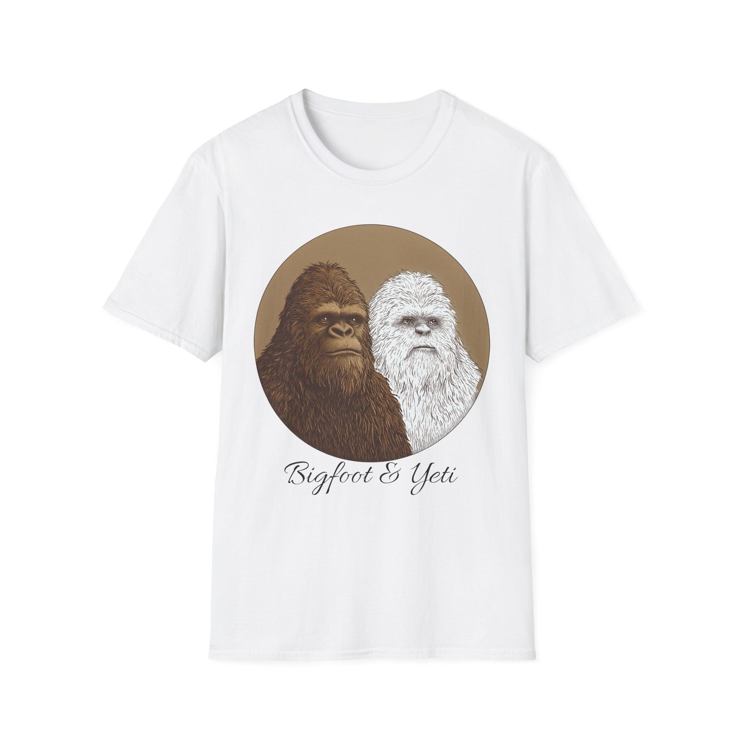 Bigfoot & Yeti T-Shirt, Softstyle Graphic Tee, Fun Nature Shirt, Perfect Gift for Outdoors Lovers, Quirky Casual Wear